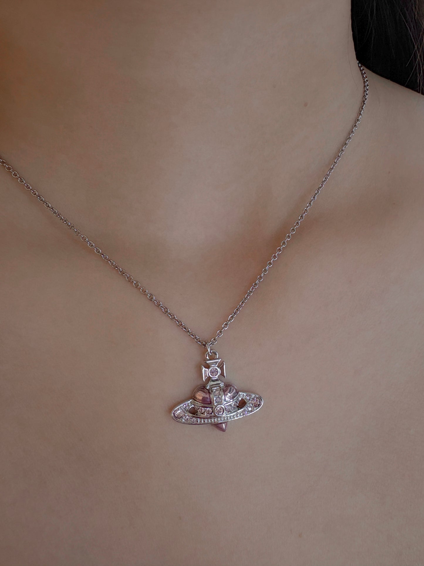 New Diamante Heart Pendant Necklace