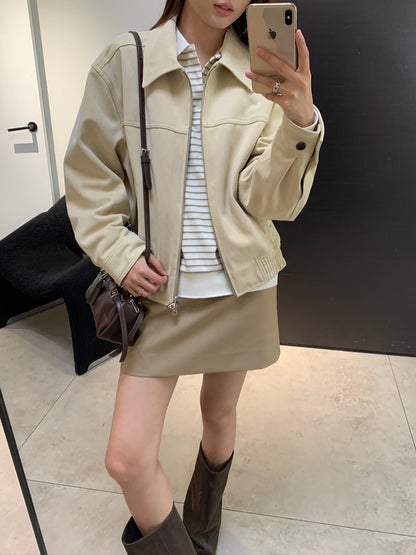 Alter-suede Collared Blouson