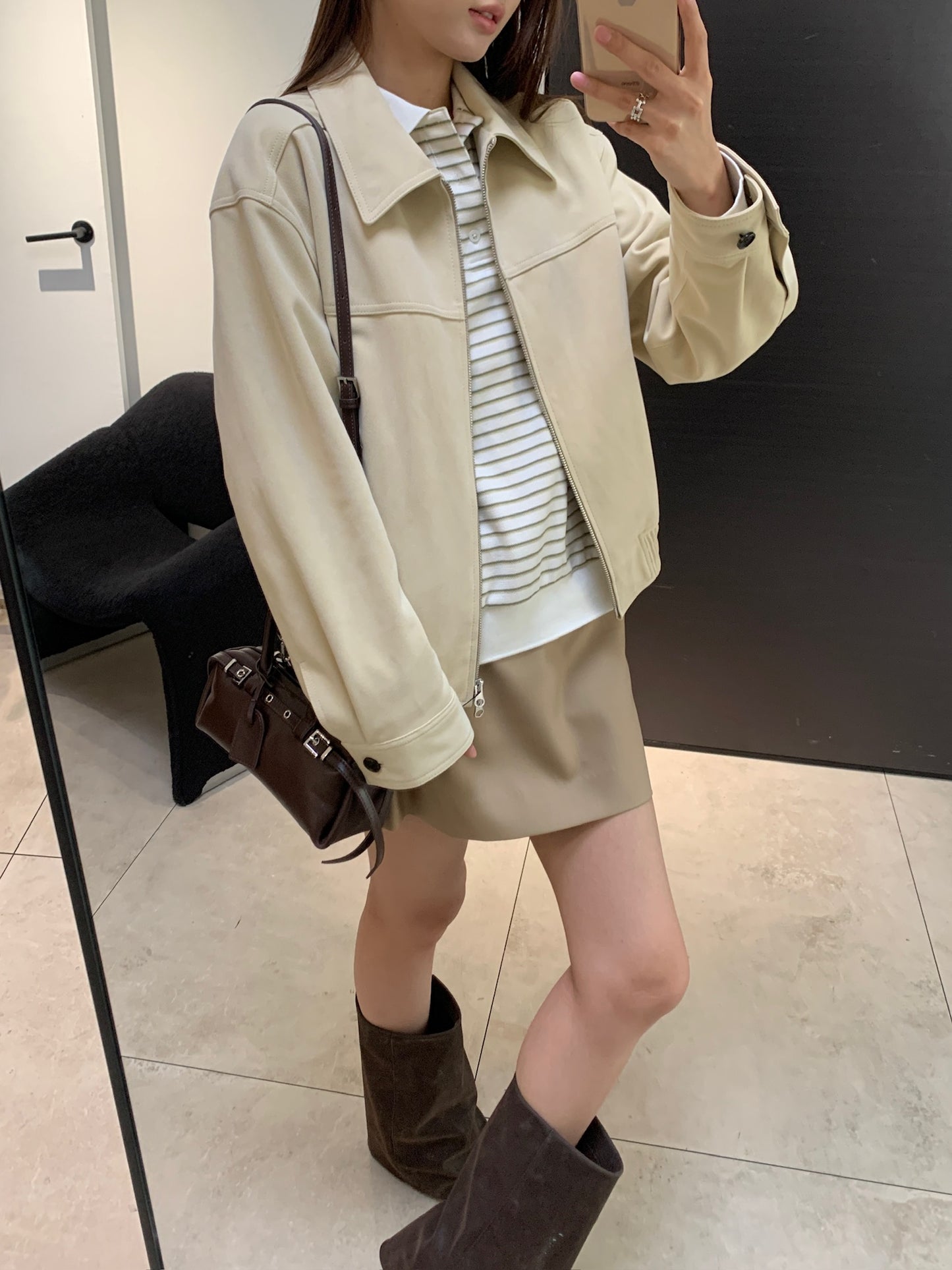 Alter-suede Collared Blouson