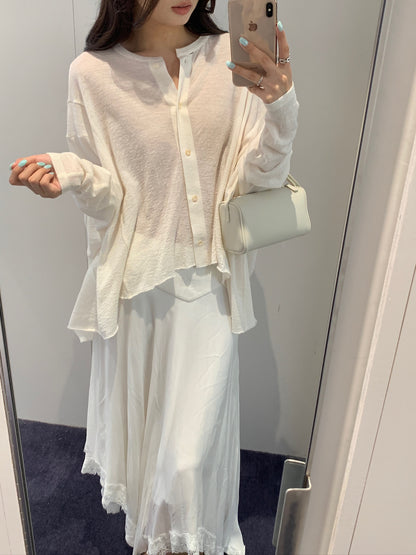 Detachable Ribbon Crew Neck Top