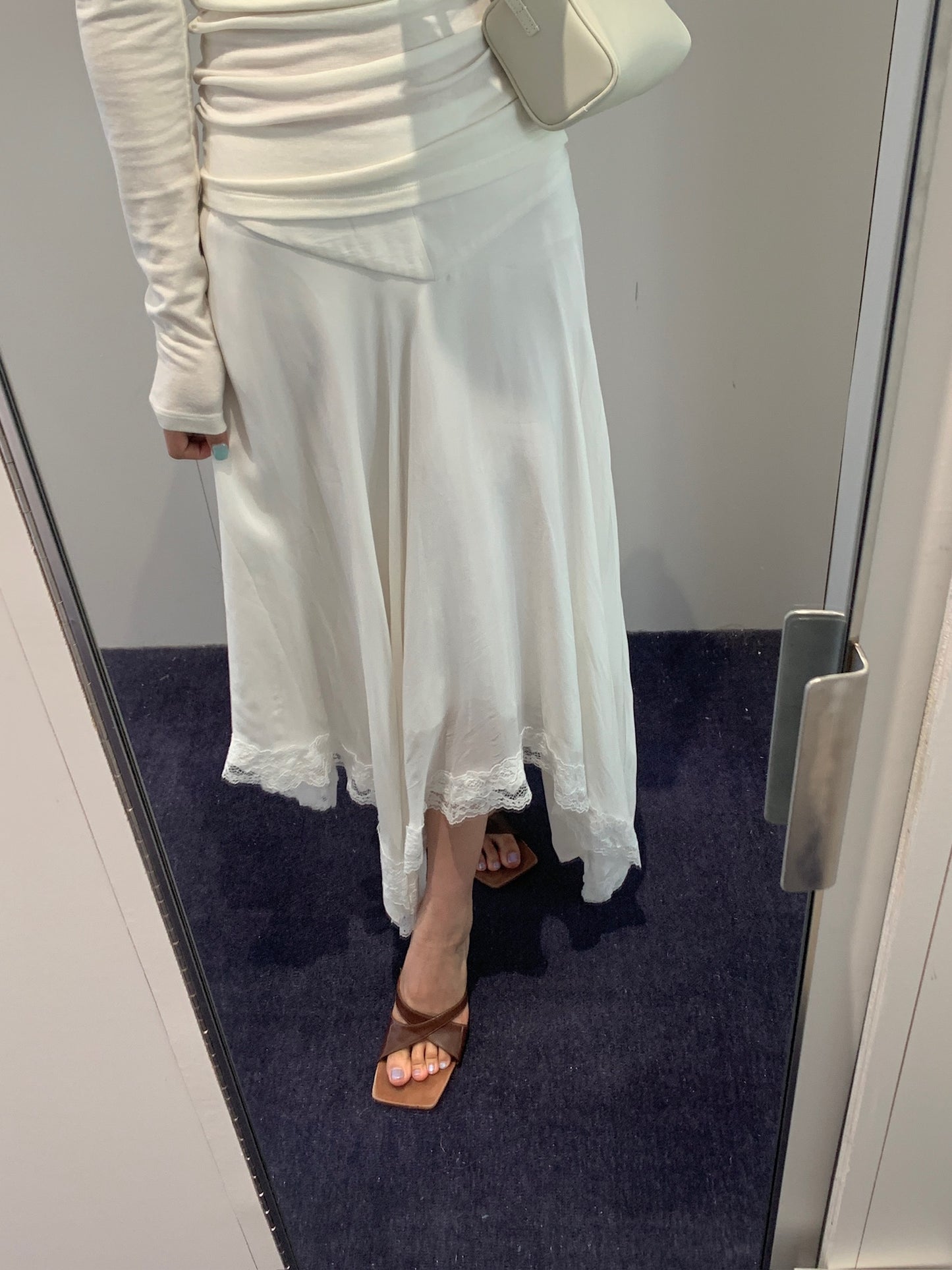 Lace Patchwork Asymmetrical Skirt