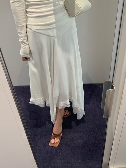 Lace Patchwork Asymmetrical Skirt