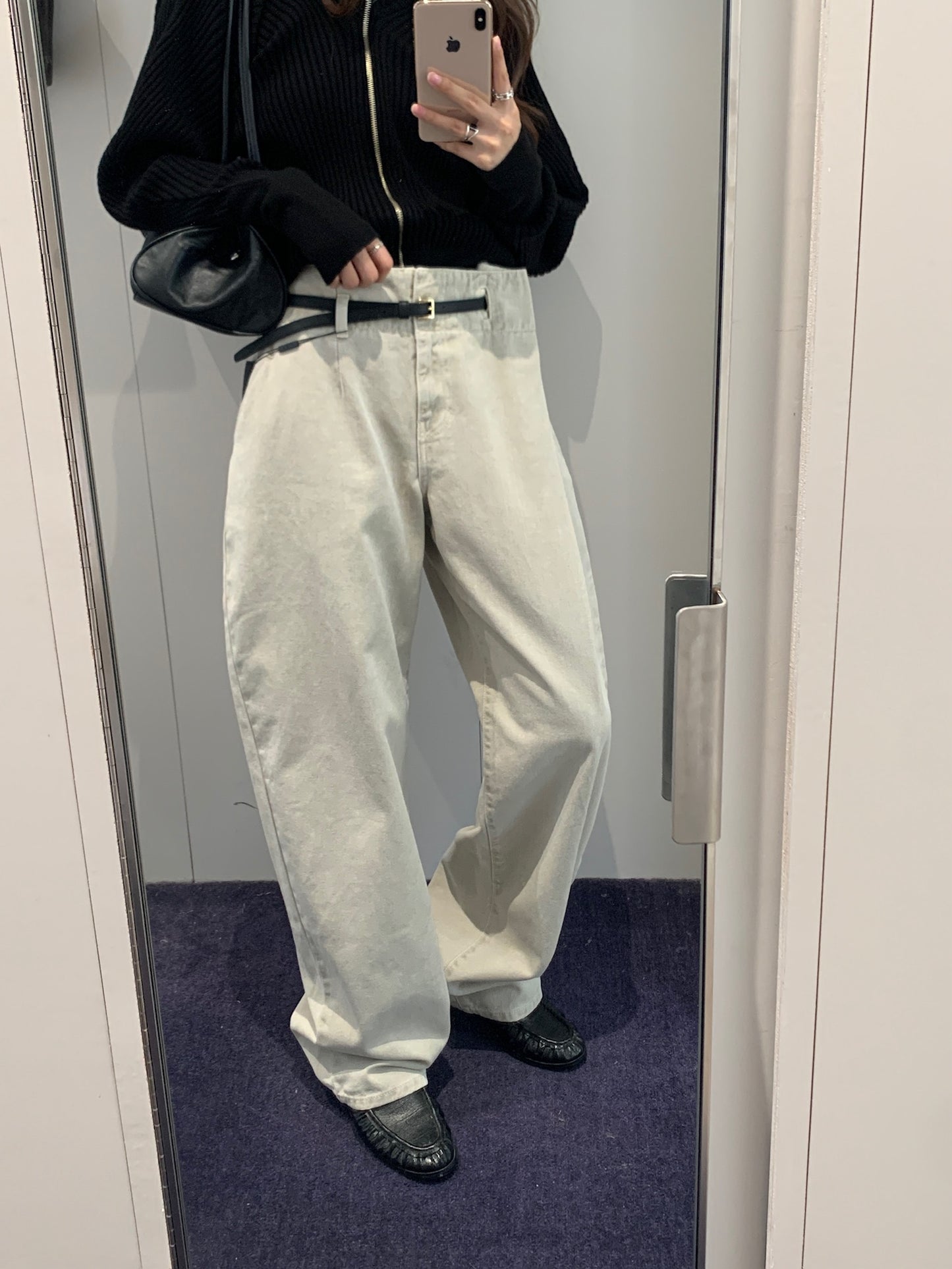 Belted Denim Pants