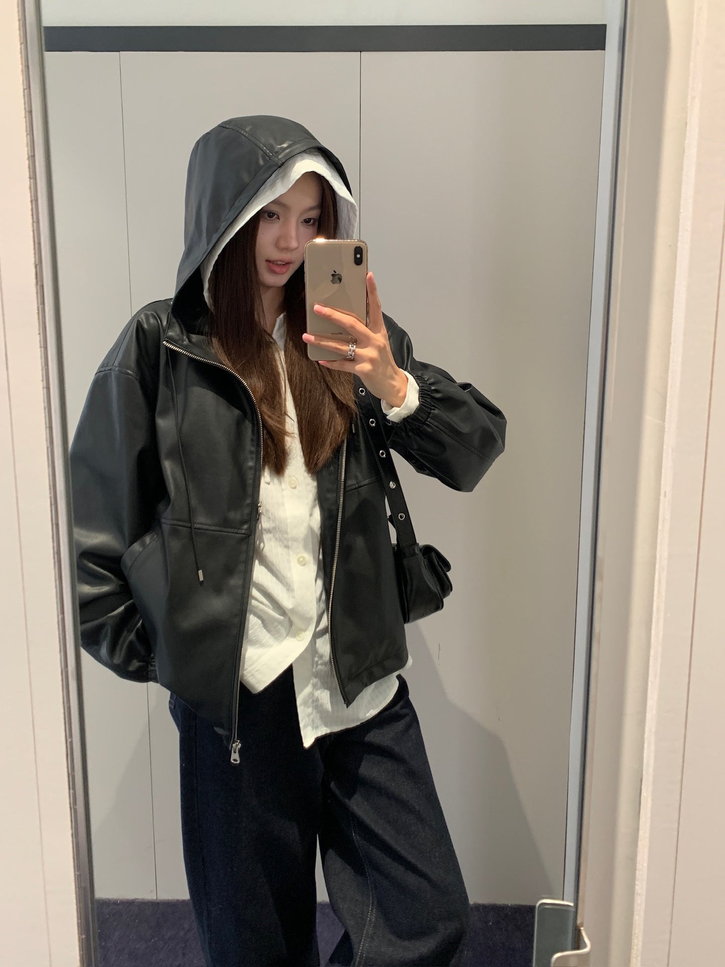 Vegan Leather Windbreaker