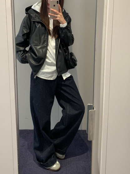 Vegan Leather Windbreaker