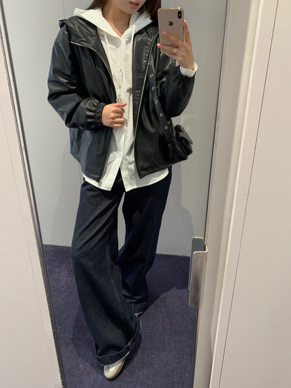 Vegan Leather Windbreaker