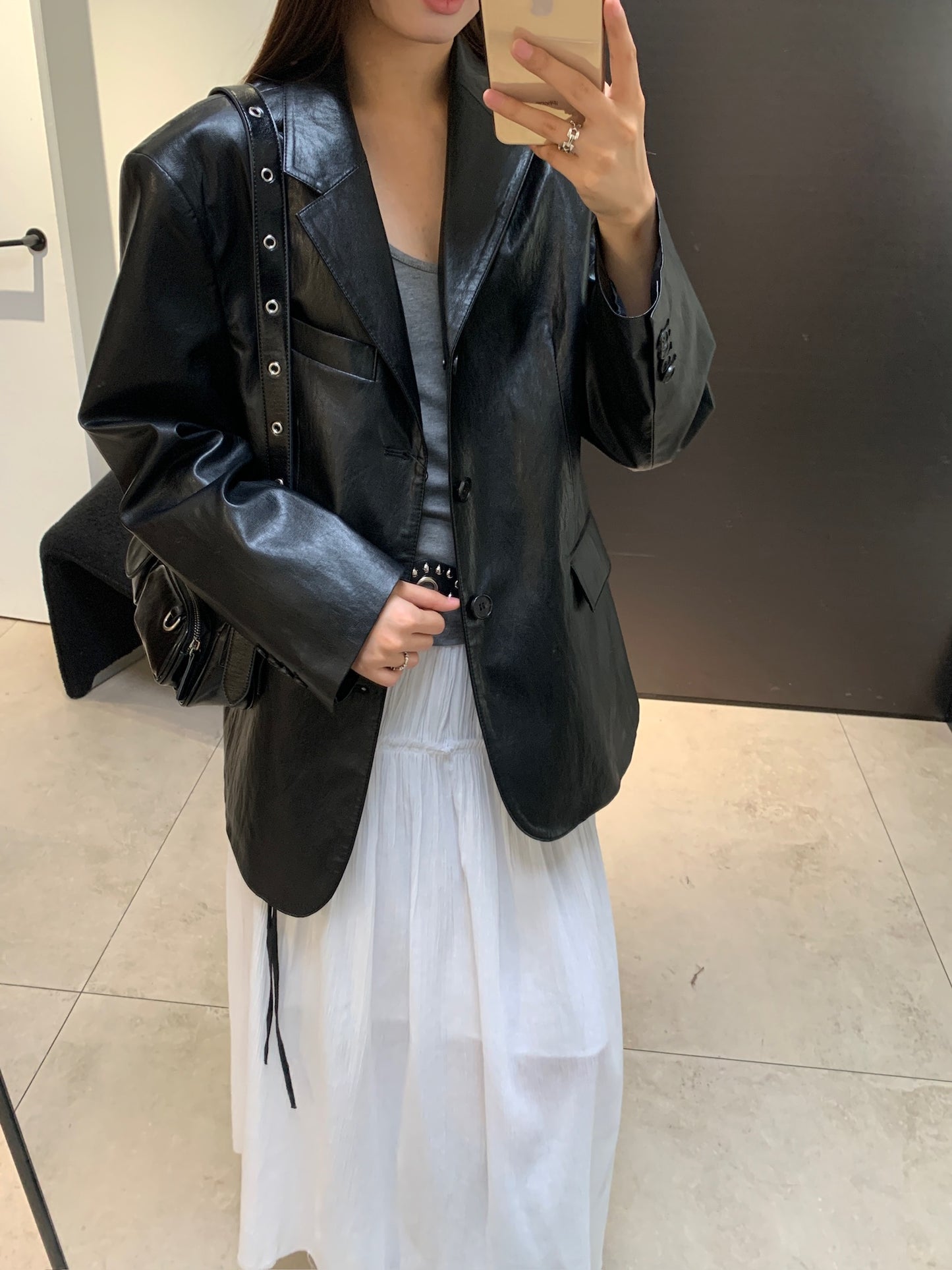 3 Button Alter-leather Blazer