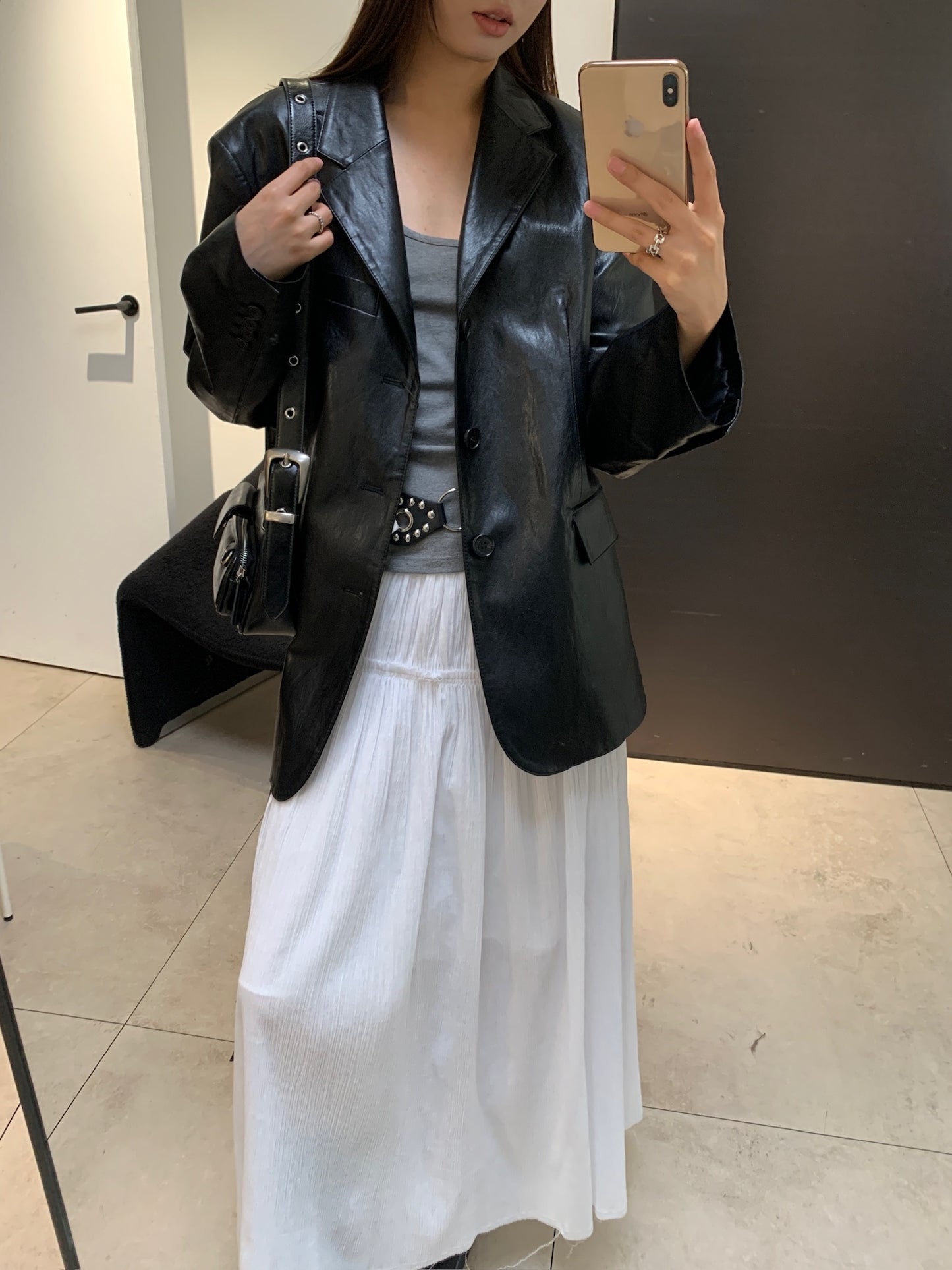 3 Button Alter-leather Blazer