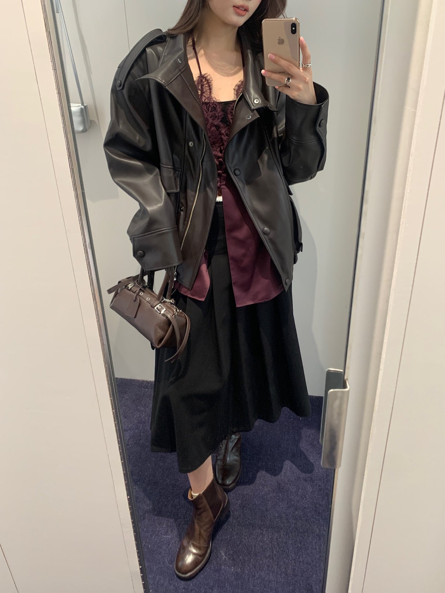 Layered Faux Leather Jacket