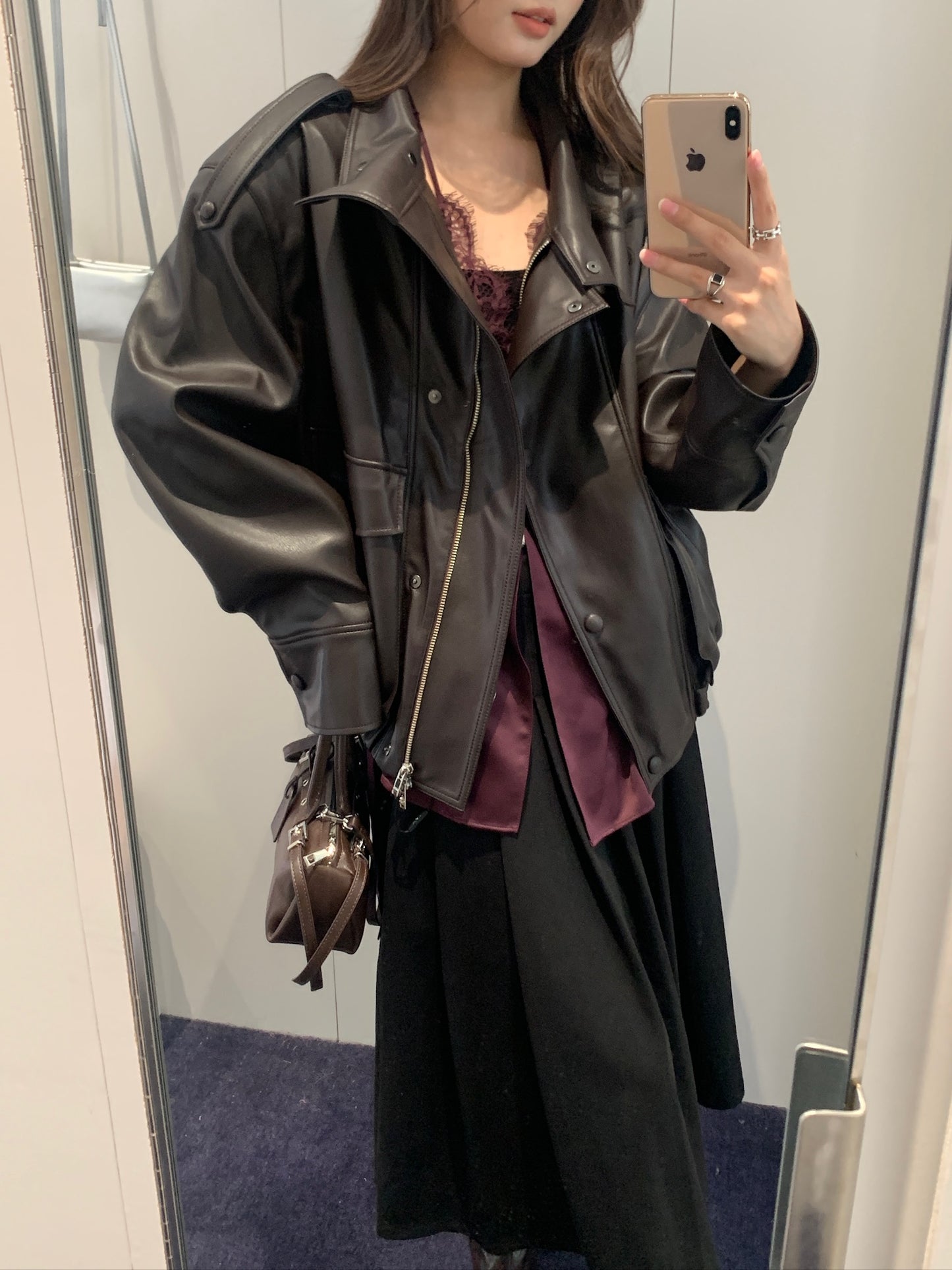 Layered Faux Leather Jacket