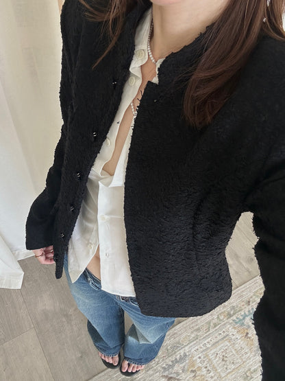 Bouclé Blazer With Stand Collar