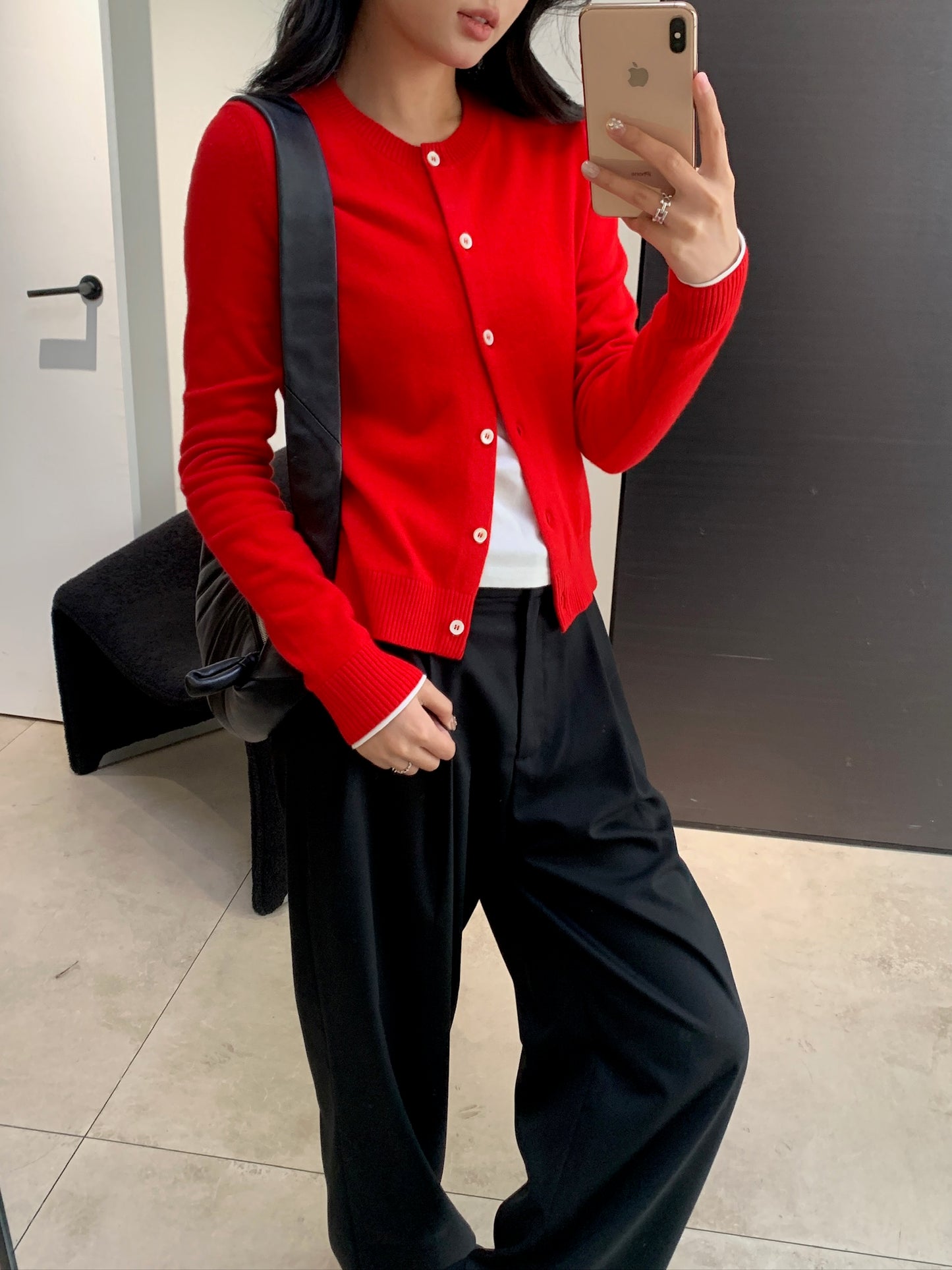 Crewneck Knit Cardigan