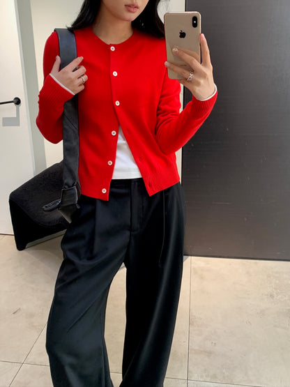 Crewneck Knit Cardigan