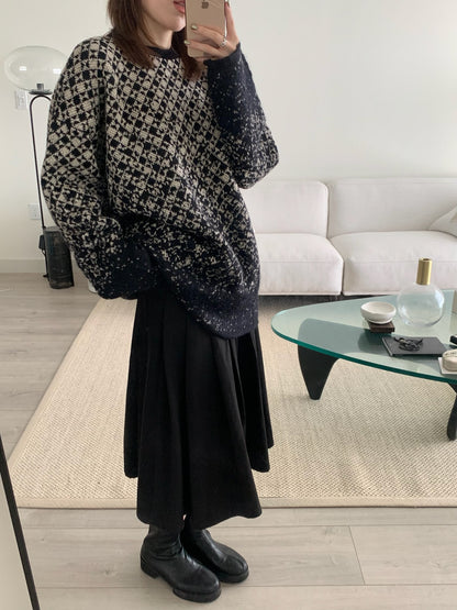 Checked Crewneck Sweater