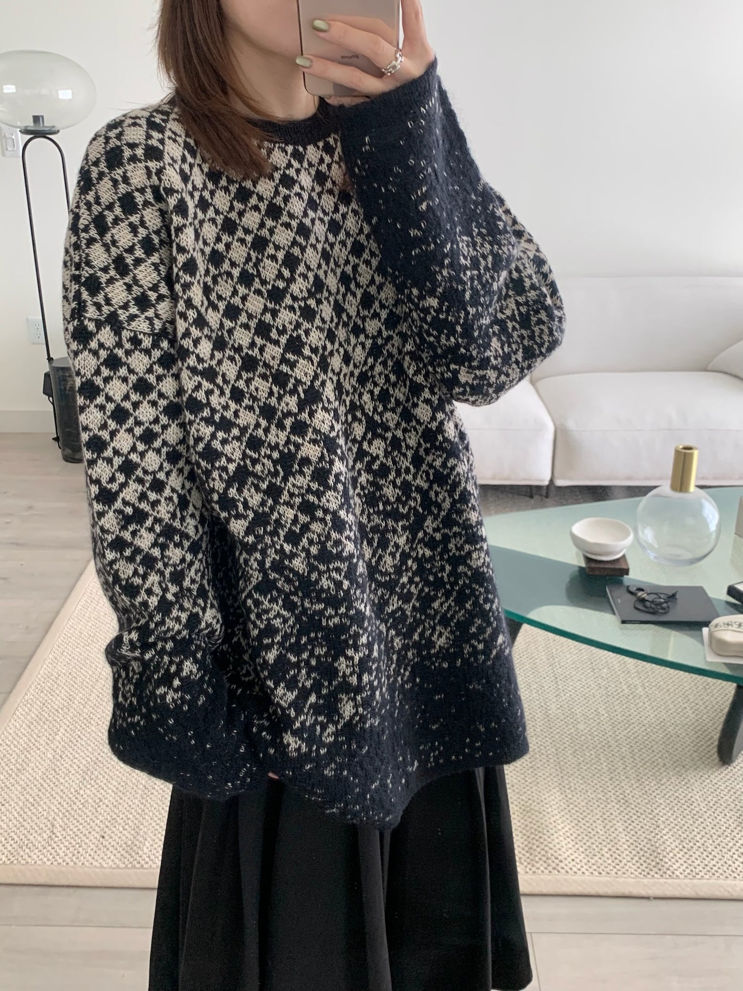 Checked Crewneck Sweater