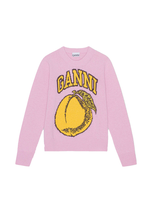 Graphic O-neck Peach Pullover