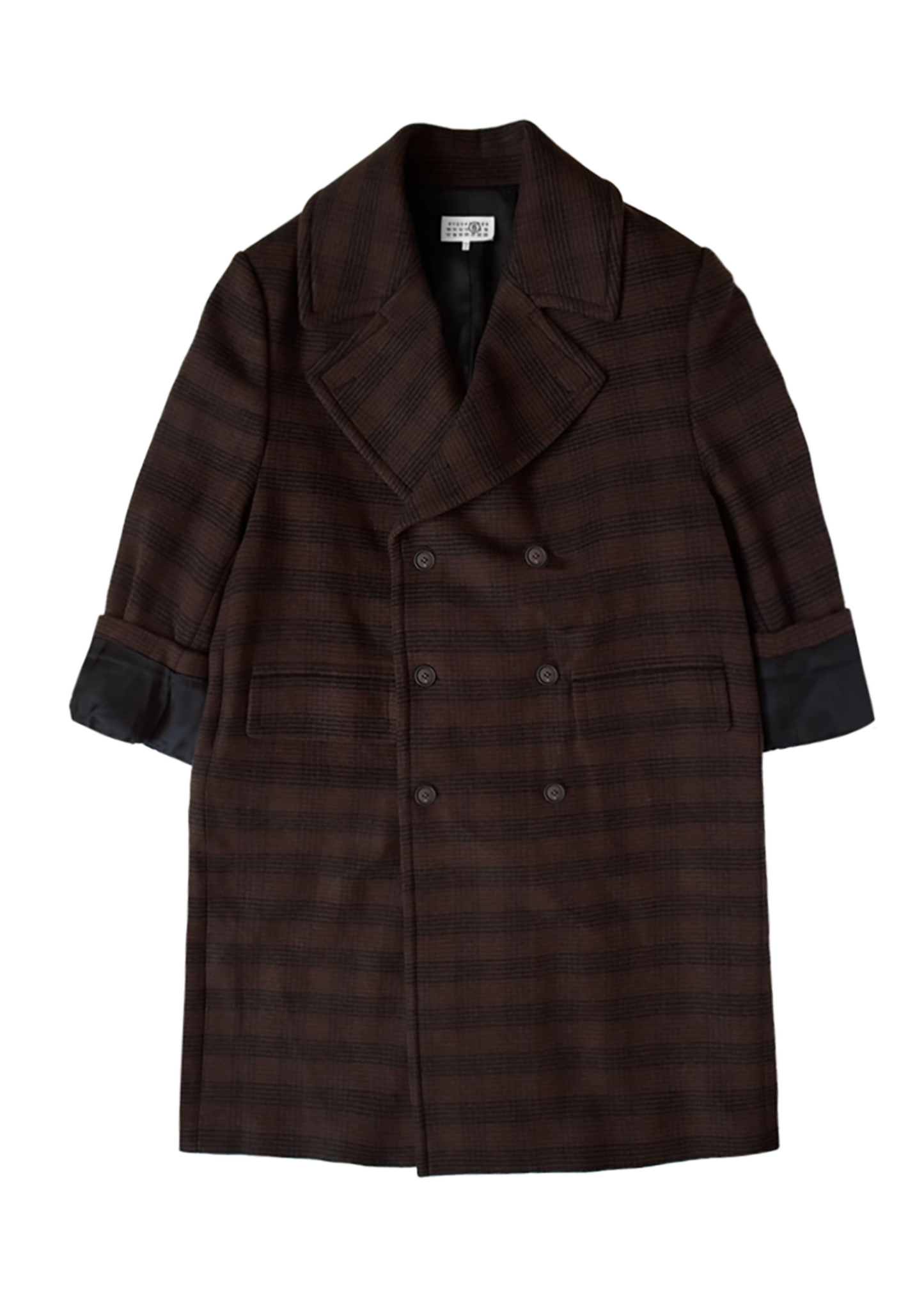 Checked Wool Blend Coat