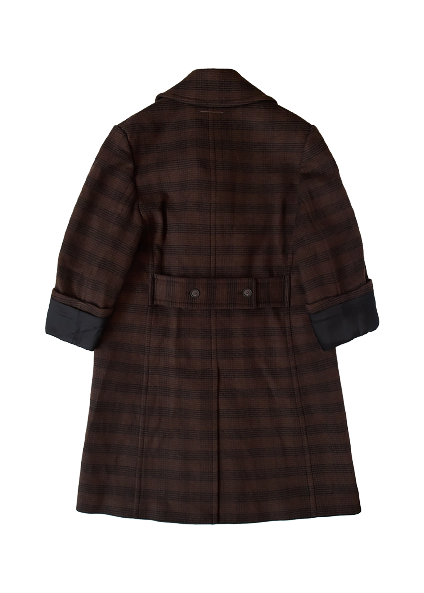 Checked Wool Blend Coat