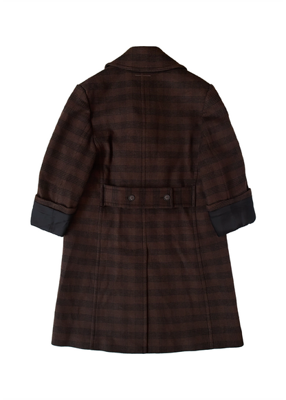Checked Wool Blend Coat