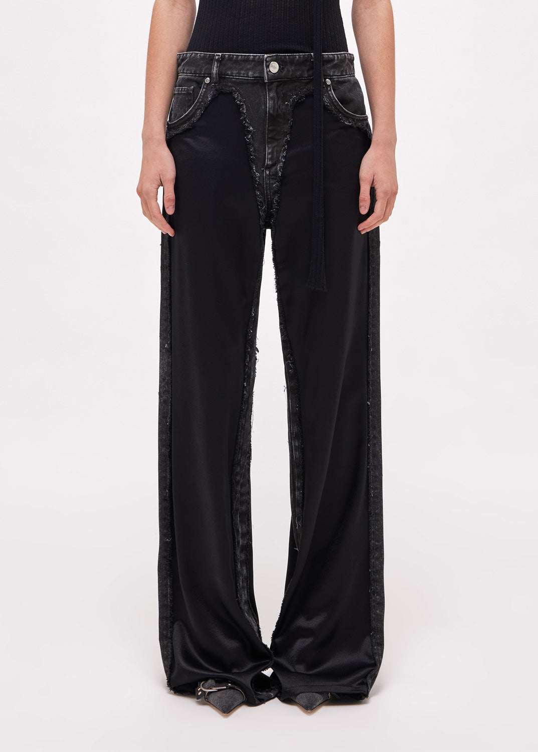 Satin Pants With Jean Inserts
