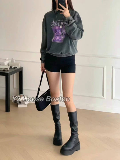 Print Washed Sweatshirt
