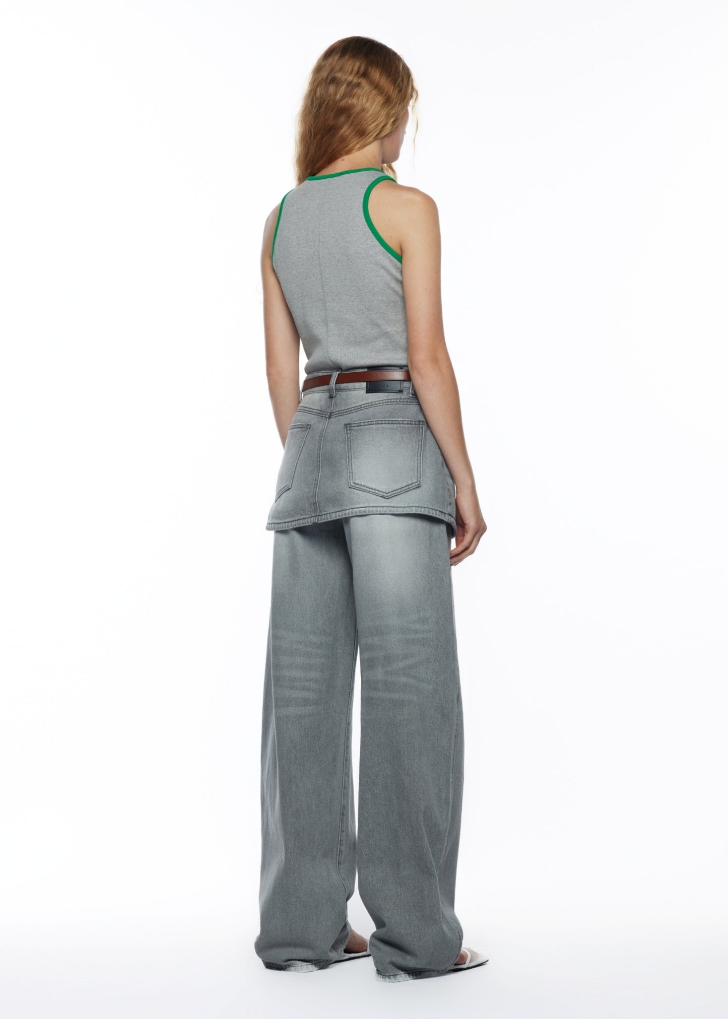 Curved Skirt Layered Denim