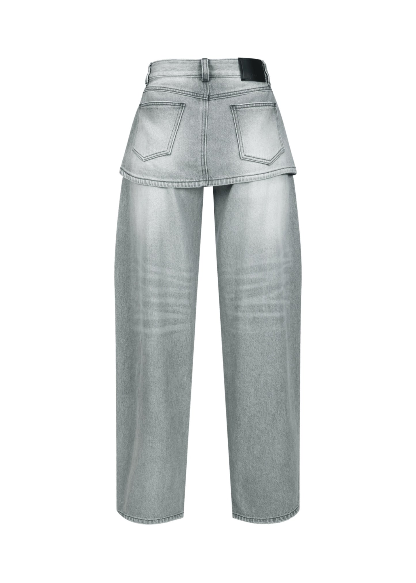 Curved Skirt Layered Denim