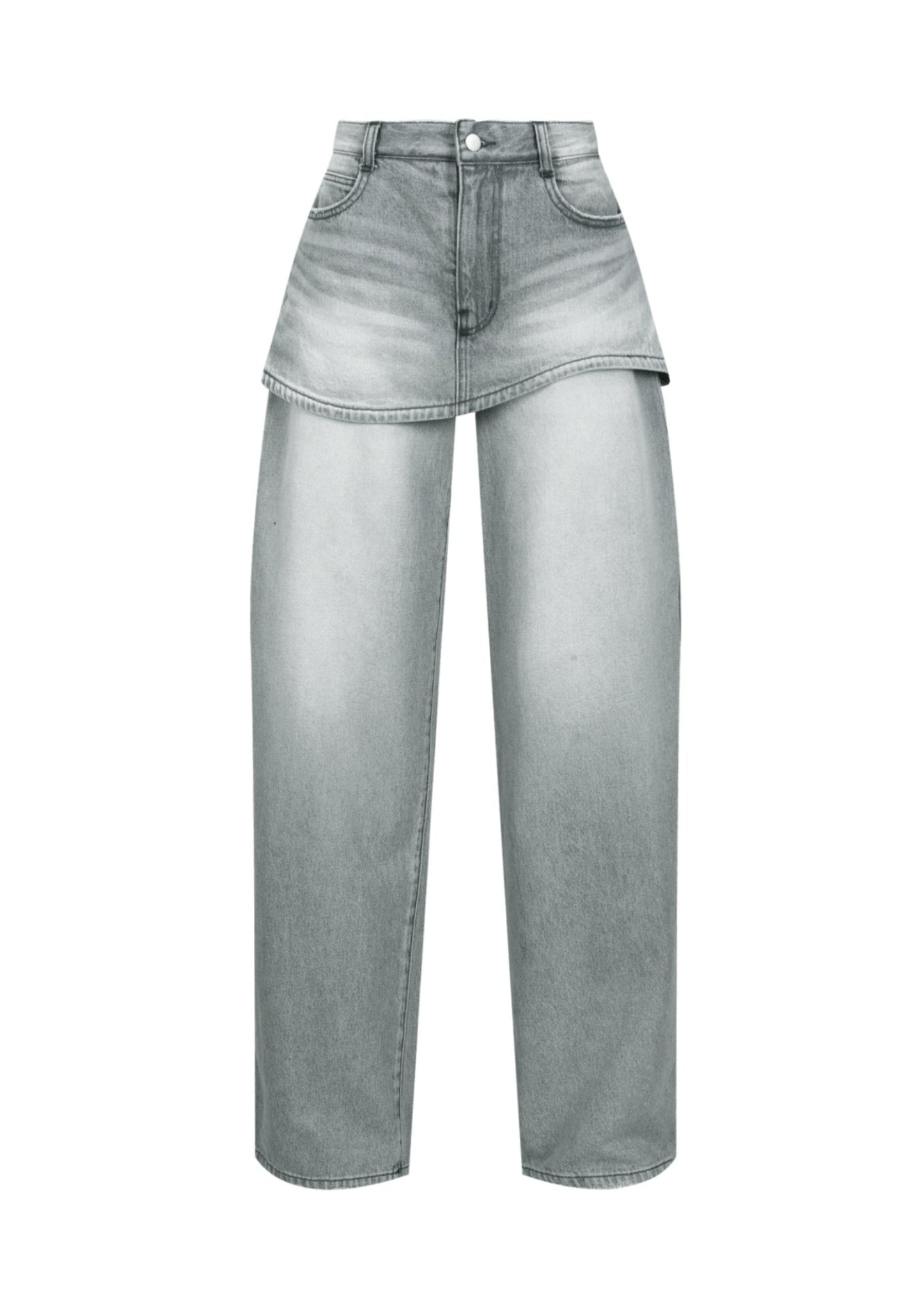 Curved Skirt Layered Denim