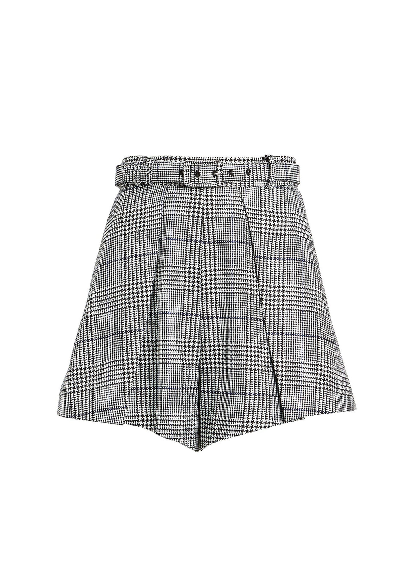 Plaid Pleated High-waist Shorts