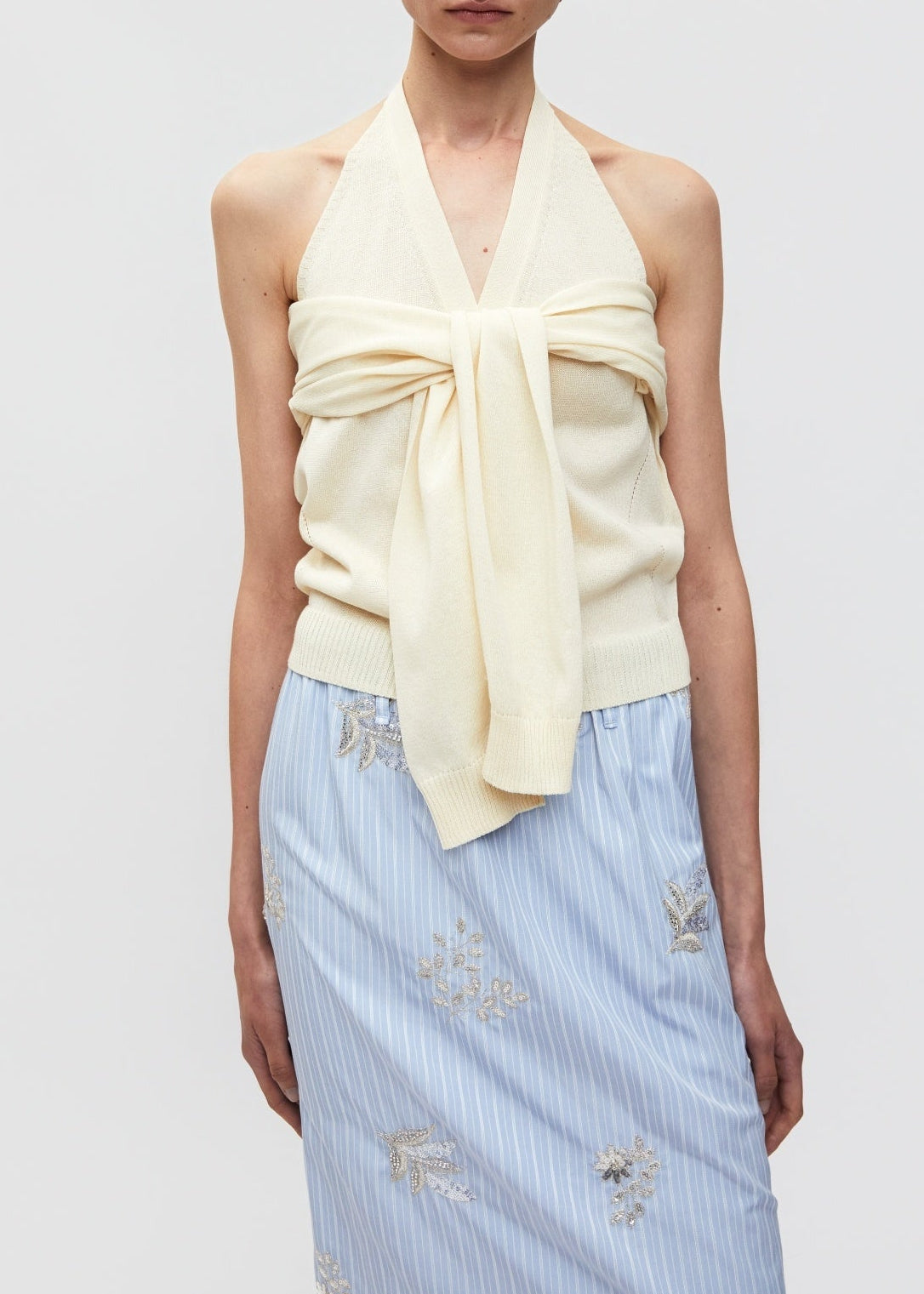 Halter Layered Knit Top