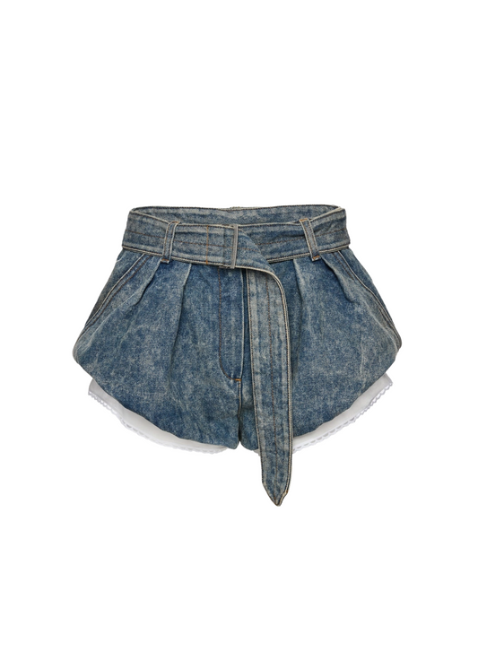 Underlayer Flared Denim Shorts