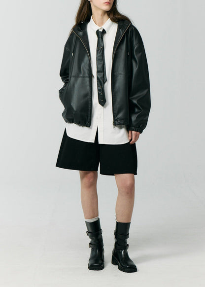 Vegan Leather Windbreaker