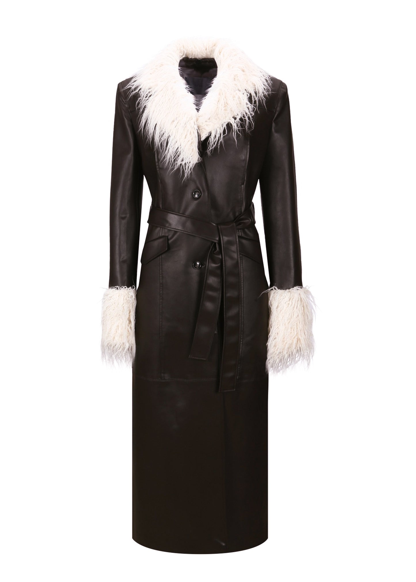 Detachable Faux Fur Leather Coat