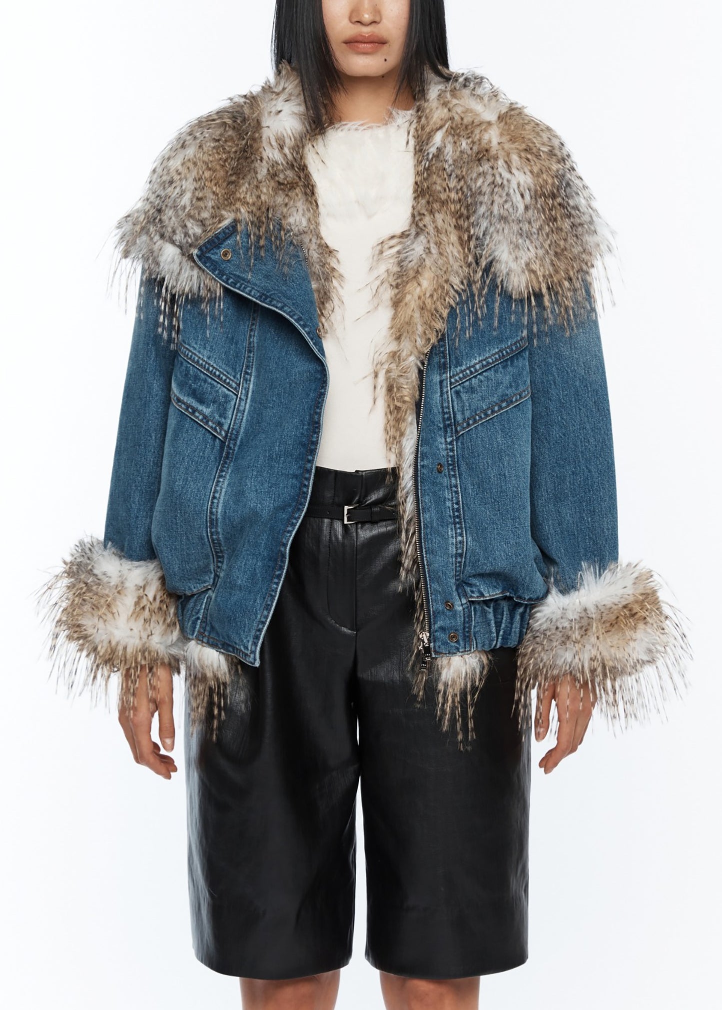 Faux Fur Denim Jacket