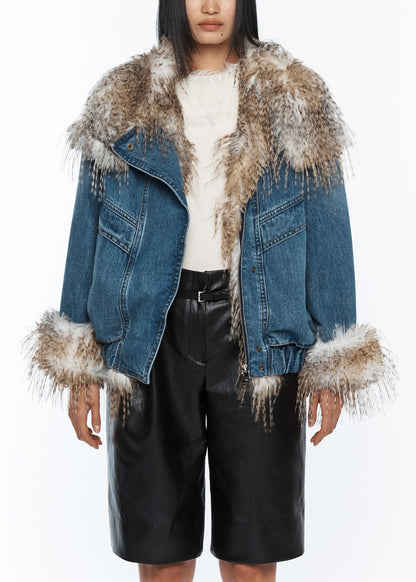 Faux Fur Denim Jacket
