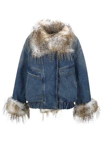 Faux Fur Denim Jacket