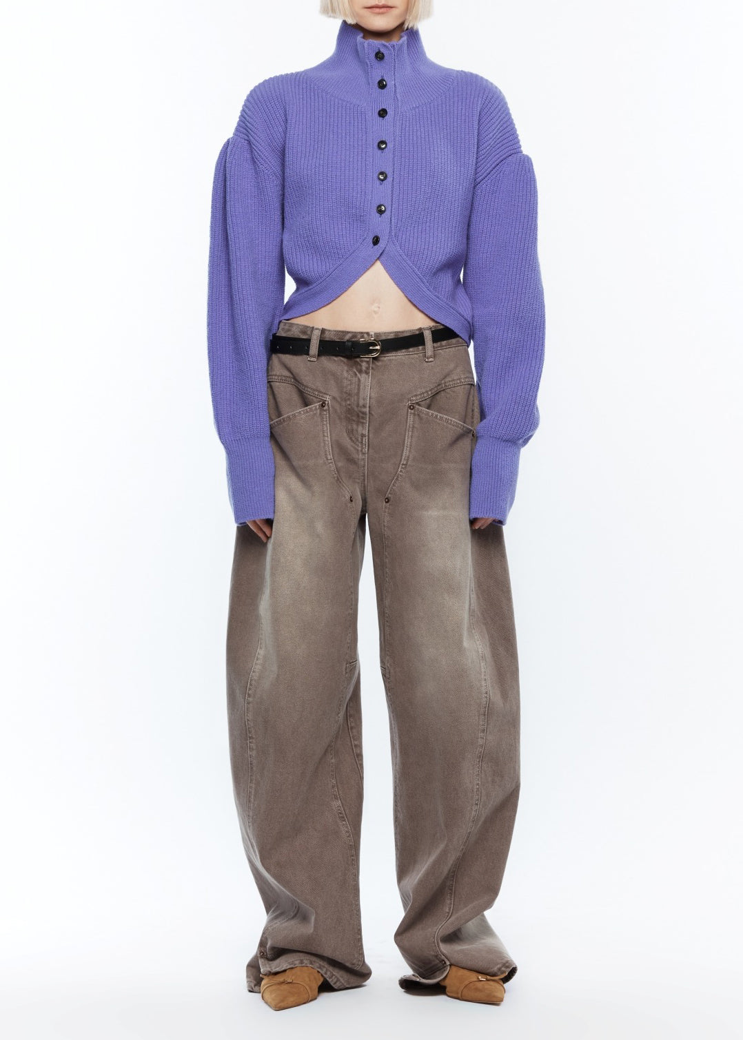 Highneck Hemline Cardigan