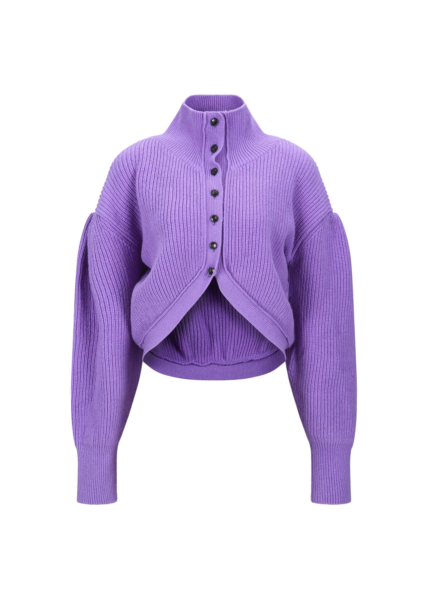 Highneck Hemline Cardigan