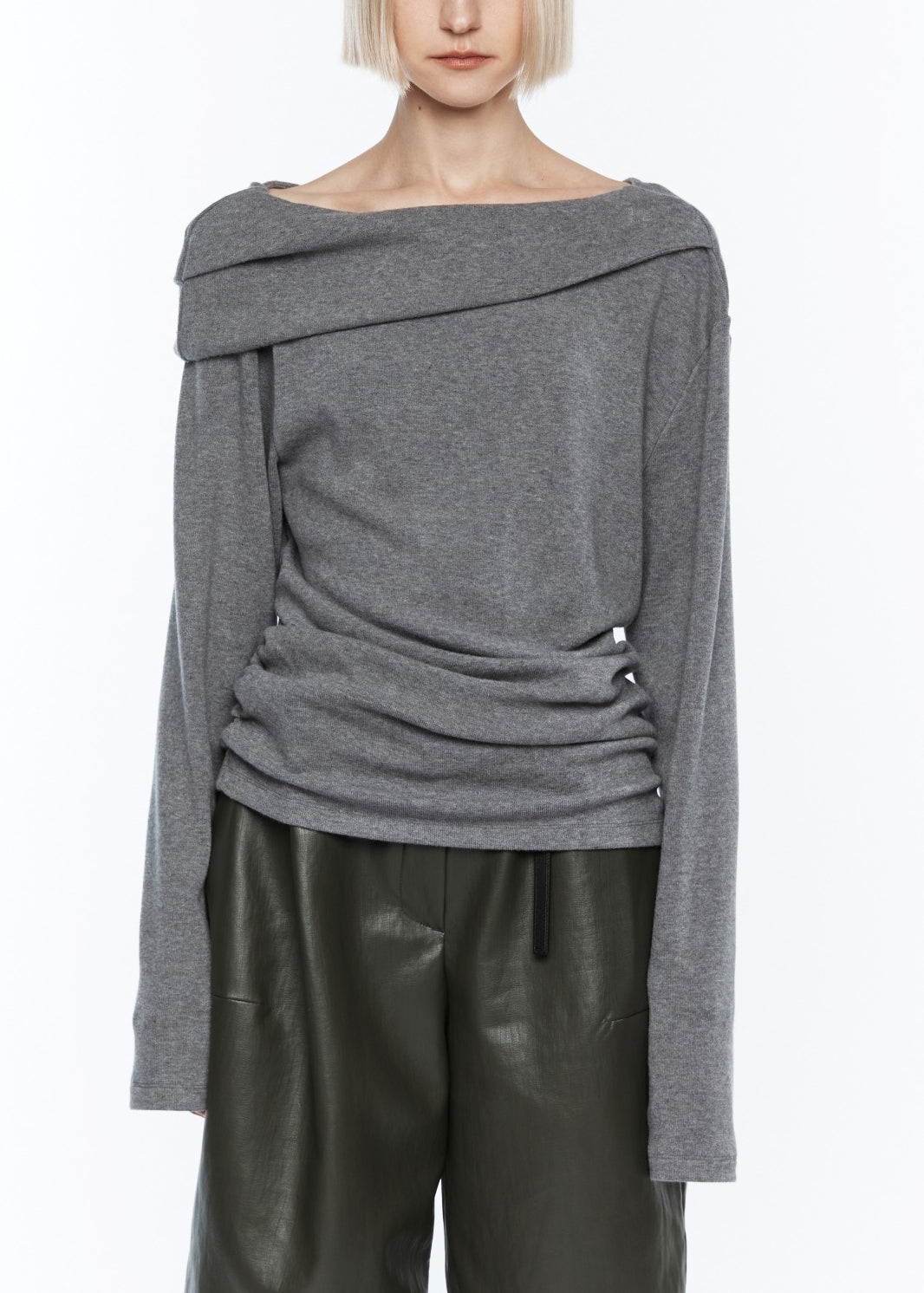 Off Shoulder Cross-over Long Sleeve Top