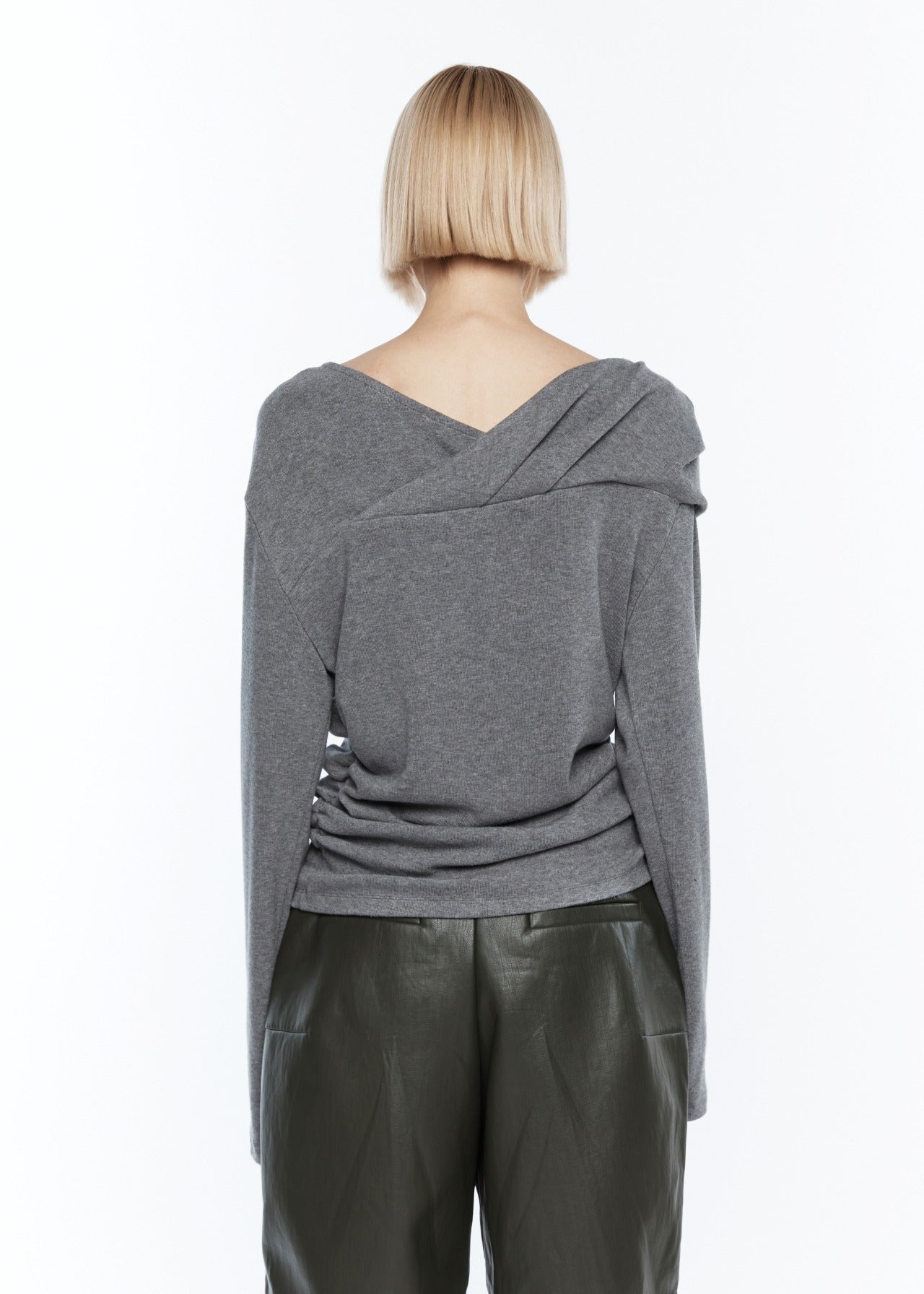 Off Shoulder Cross-over Long Sleeve Top