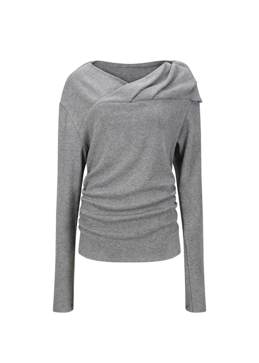 Off Shoulder Cross-over Long Sleeve Top