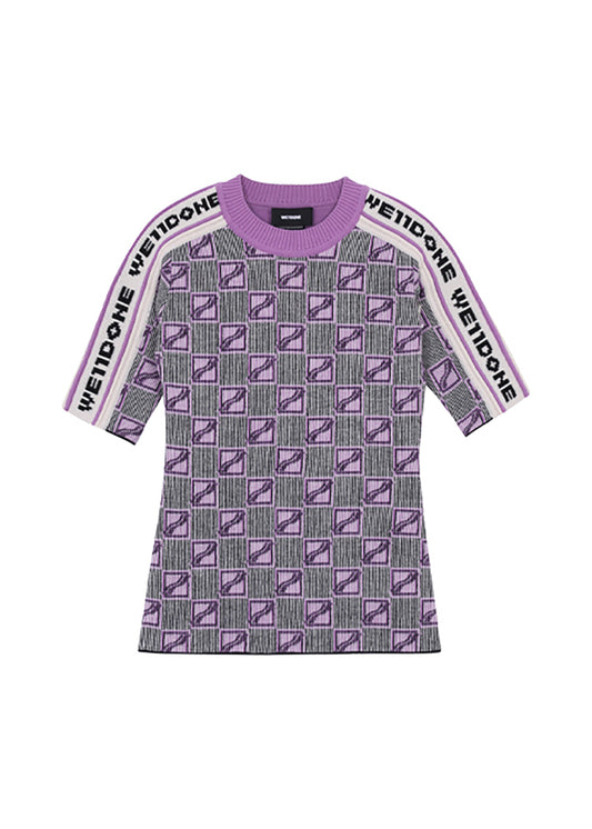 PURPLE ALL OVER LOGO STRIPE TOP