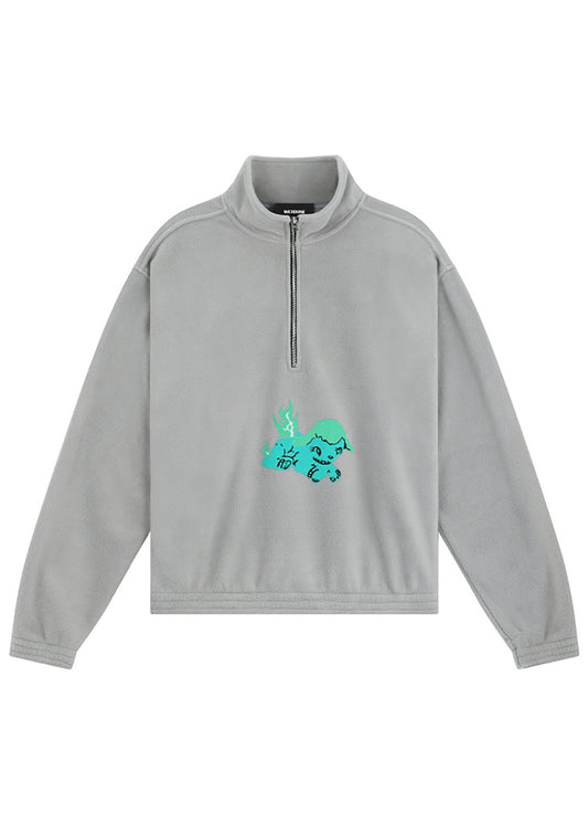 Fleece Half Zip-up Print Sweatshirt