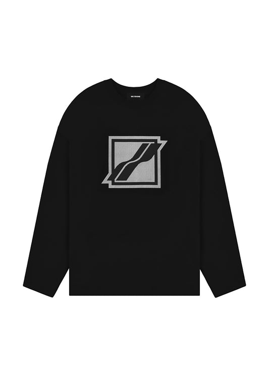 BLK SQUARE LOGO LS TEE