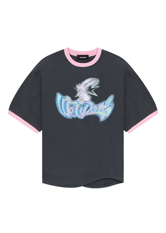 Color Logo Monster Print Ringer T-shirt