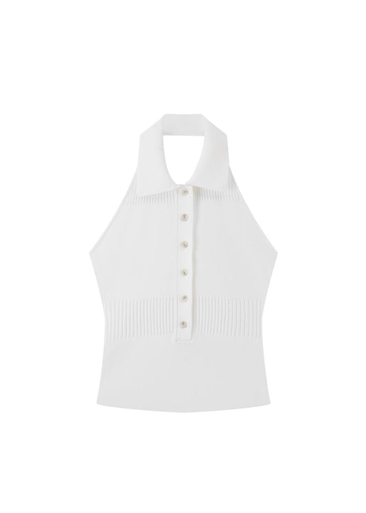 Sleeveless Polo Halter Top