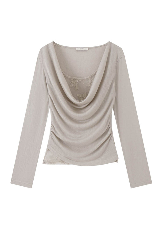 Drape Lace Long-sleeve