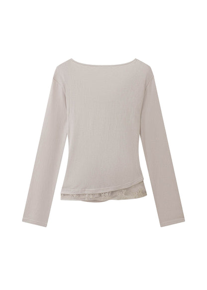 Drape Lace Long-sleeve