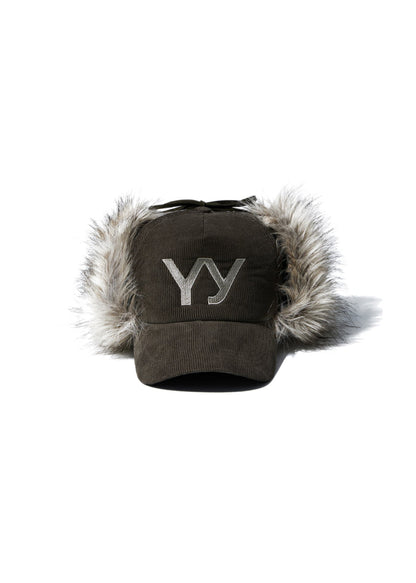 Faux Fur Corduroy Earflap Cap