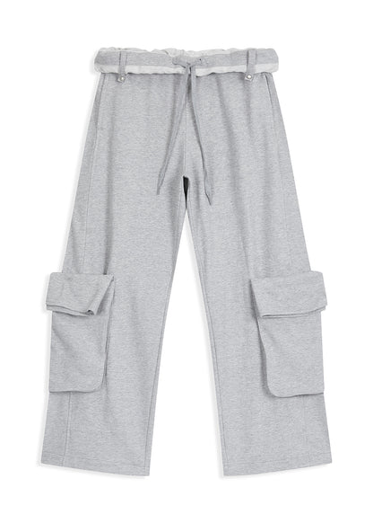 Rolled Waist Sweat Cargo Pants